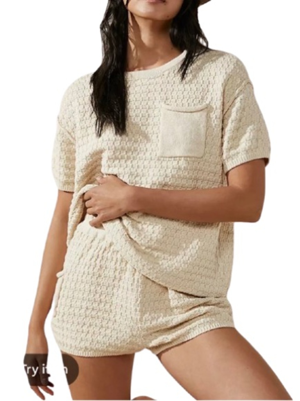 Free People Beach Cream Knit Drifter Shorts Size S